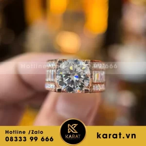 Nhẫn Nam Vàng Hồng 10K Moissanite Chủ 10Ly