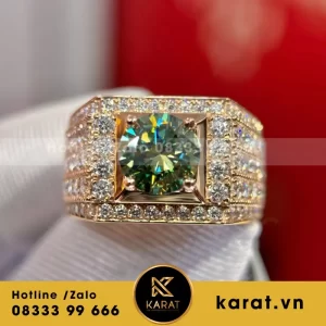 Nhẫn Nam Vàng Hồng Kim Cương