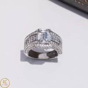 Nhẫn Nam Vàng Trắng 10k 14k 18k Kim Cương Moissanite