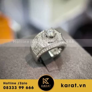 Nhẫn Nam Vàng Trắng Crown Spark