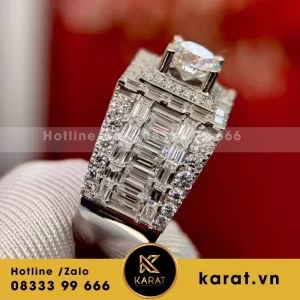 Nhẫn Nam Vàng Trắng Kim Cương