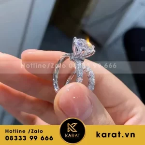 Nhẫn Nữ 18K Kim Cương Lad Nuôi Cấy