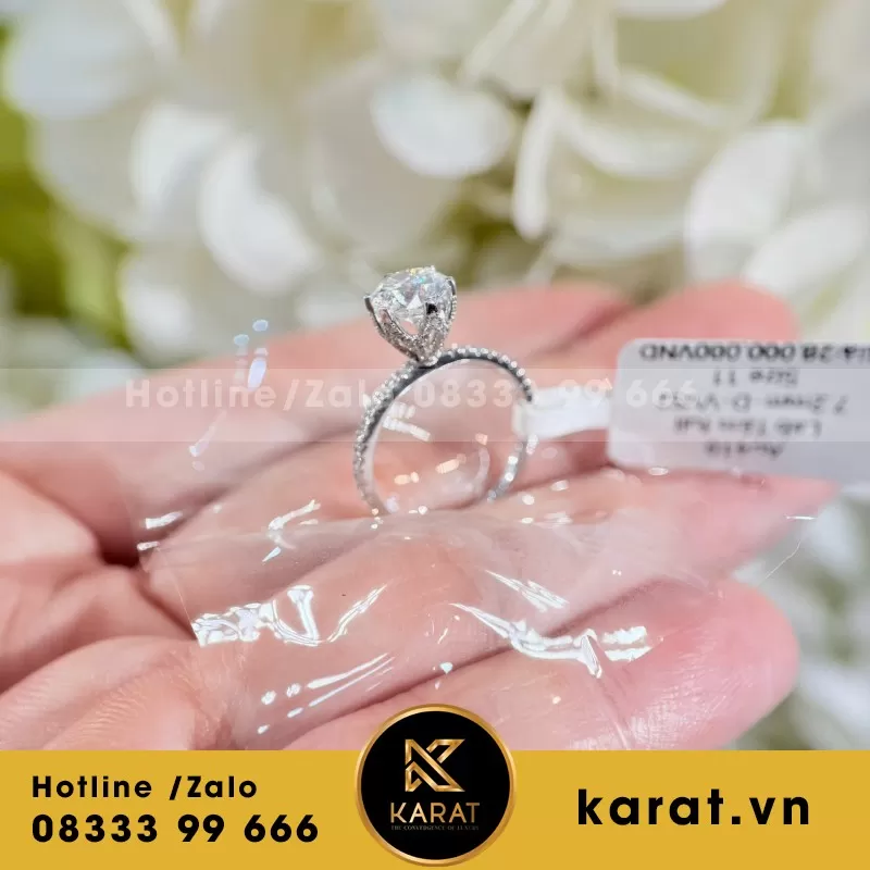 Nhẫn Nữ Au410+Diamond Lab+7.2Mm Lab