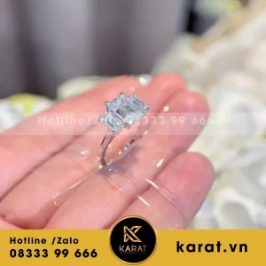 Nhẫn Nữ Au410+Lab Emerald 1Ct +Chủ Emerald Lab 2.8Ct