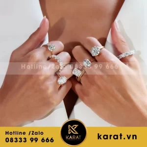 Nhẫn Nữ Thiết Kế Vàng 18K Kim Cương Thiên Nhiên