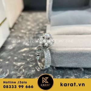 Nhẫn Nữ Thiết Kế Vàng 18K Moissanite