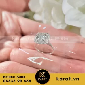 Nhẫn Nữ Thiết Kế Vàng Trắng Au585 Diamond Lab+11Mm Lab