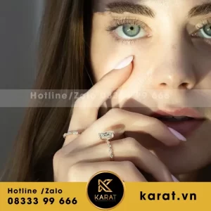 Nhẫn Nữ Vàng Hồng 18K Kim Cương Thiên Nhiên