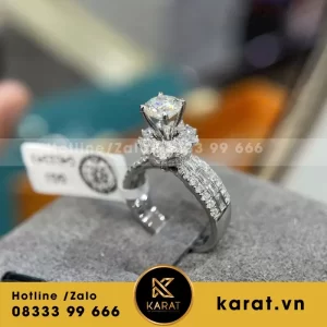 Nhẫn Nữ Vàng Trắng 10K Moissanite