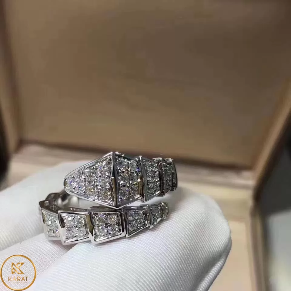 Nhẫn rắn BVLGARI vàng Trắng 18k