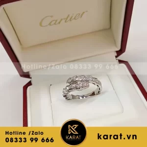 Nhẫn rắn BVlGari vàng trắng 18k