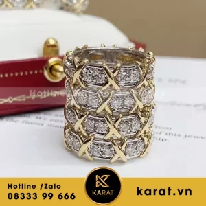 Nhẫn tiffany vàng 18k kim cương