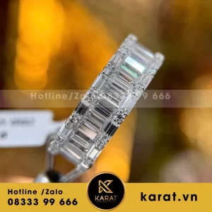 Nhẫn Tròn Unisex Vàng Trắng Mix Baguette Moissanite