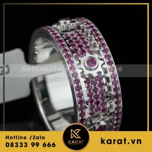 Nhẫn Vàng Đính Đá Hồng