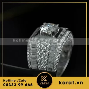 Nhẫn Vàng Trắng Thiết Kế Sang Trọng