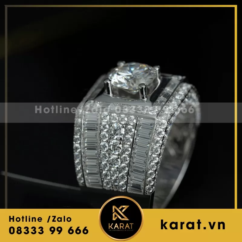 Nhẫn Vàng Trắng Thiết Kế Sang Trọng