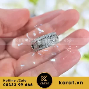 Nhẫn Xoay Vàng Trắng 18K Kim Cương Thiên Nhiên