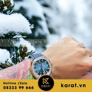 Patek philippe aquanaut 5168g blue độ kim cương moissanite baguette