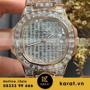 Patek philippe nautilus 5711r full baguette dimond vàng hồng chế tác