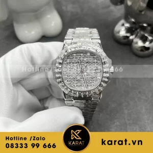 Patek philippe nautilus 5719 full baguette diamond custom au750