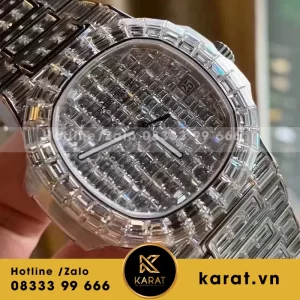 Patek philippe nautilus 5719 full kim cương baguette white gold
