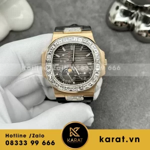 Patek philippe nautilus 5724r rose gold baguette diamond chế tác