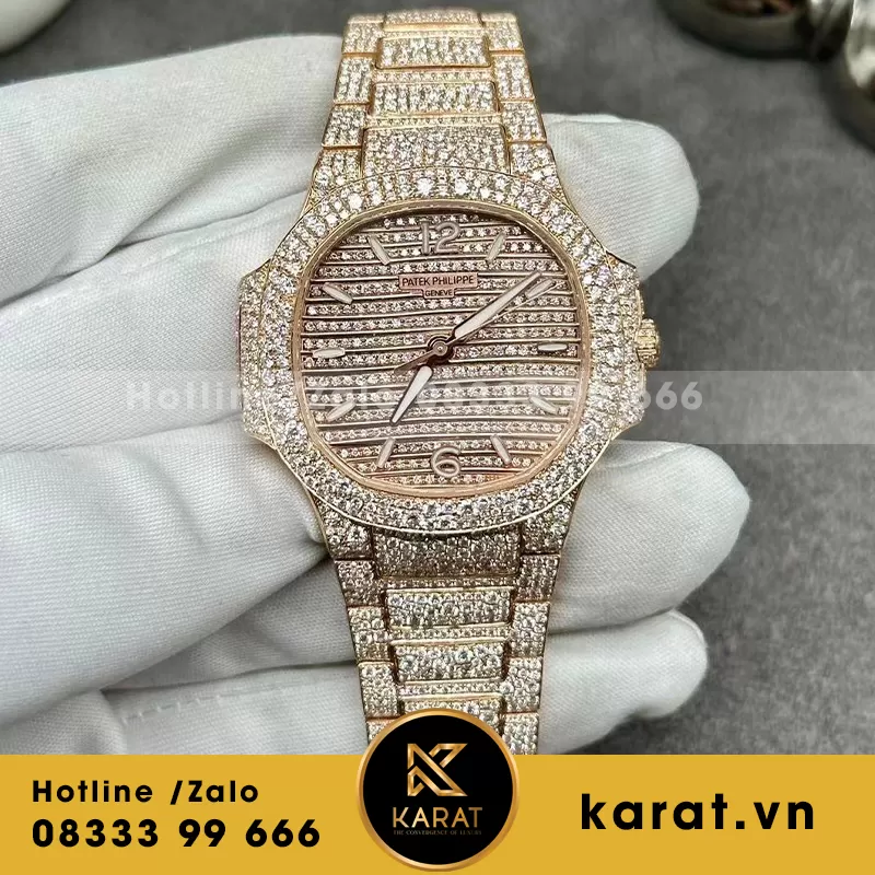 Patek philippe nautilus 7118/1450G-001 chế tác vàng khối kim cương thiên nhiên