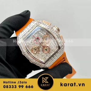 Richard mille chế tác vỏ vàng hồng full kim cương baguette