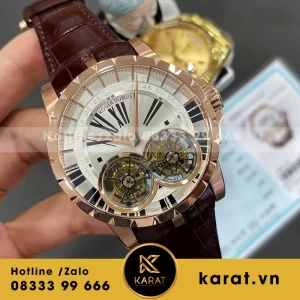 Roger dubuis double tourbillon chế tác rose gold 18k