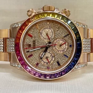 Rolex Cosmograph Daytona 116595RBOW Chế Tác Vàng Hồng 18k Mặt Số Và  Dây Đính Kim Cương