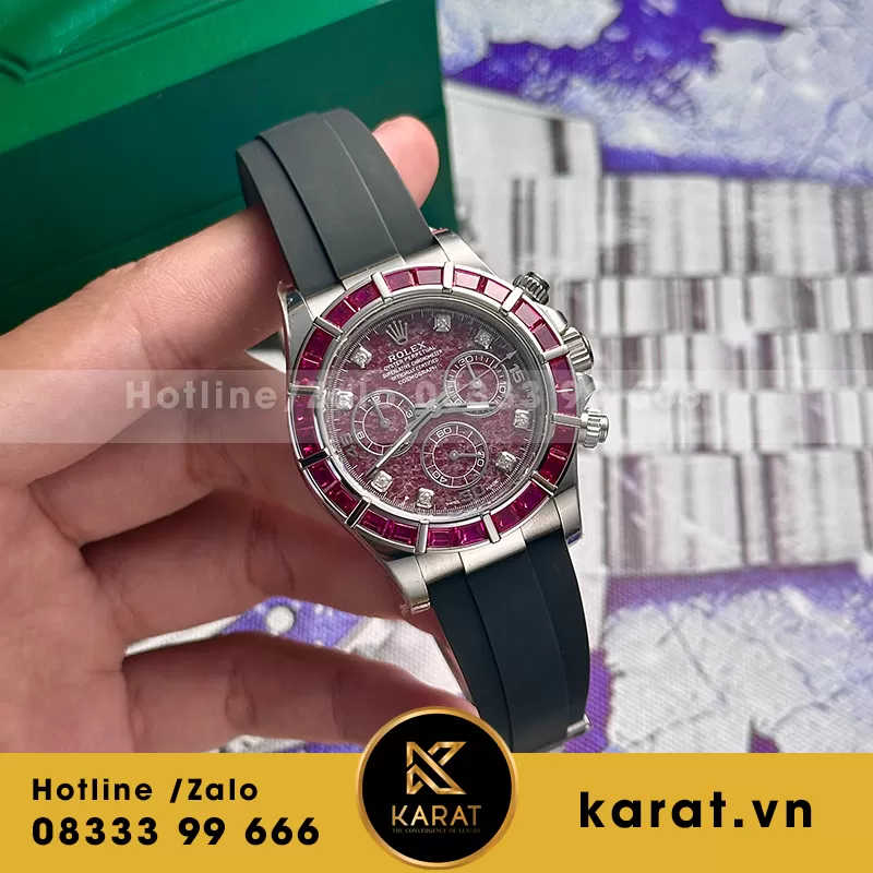 Rolex cosmograph daytona white gold ruby bezel rubellite dial 116589