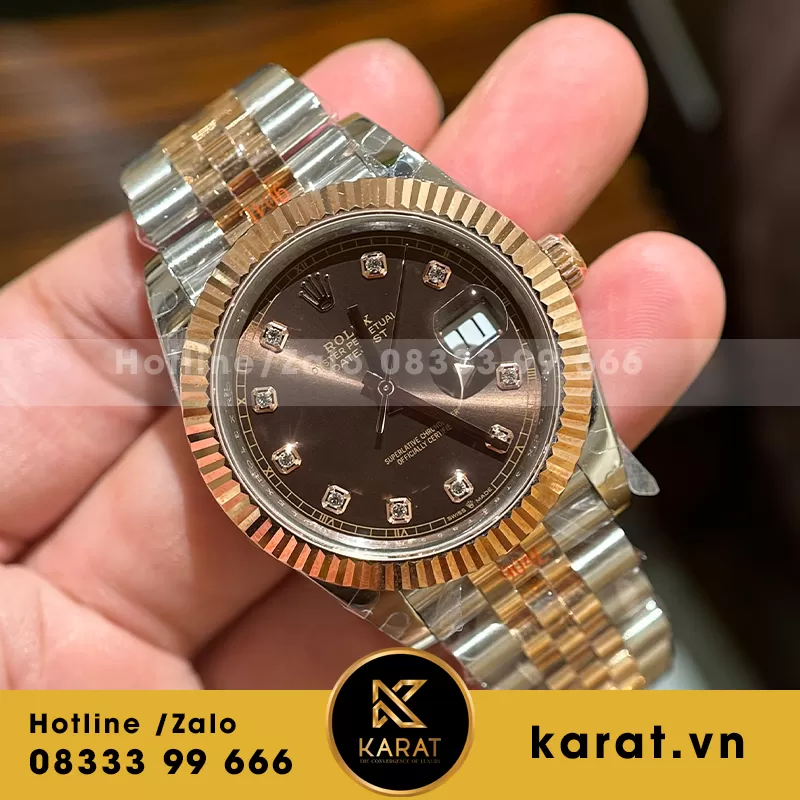 Rolex datejust 126331 chocolate dial bọc vàng