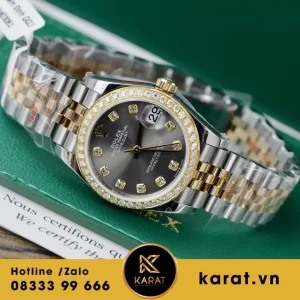 Rolex  DateJust 31 bản bọc vàng Viền moissanite