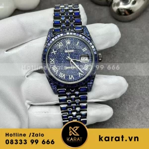 Rolex datejust chế tác nạm đá xanh dương