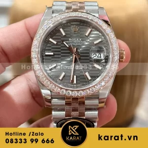 Rolex datejust demi 126331 mặt nếp gấp độ viền moissanite 2.5ly