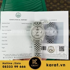 Rolex datejust độ full kim cương moissanite 41mm