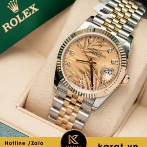 Rolex DateJust size 36MM 126233 Mặt Số Cây Lá Nhiệt Đới Vàng Champagne Demi Bọc Vàng 10K nhà máy GM Factory Rep 1:1