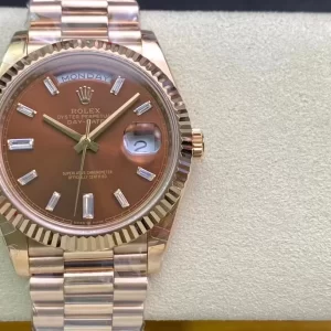 Rolex Day-Date 40 228235 Mặt Số Chocolate Chế Tác Vàng Hồng 18k