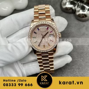 Rolex daydate 228235 chế tác vàng đúc mặt nam kim cương thiên nhiên