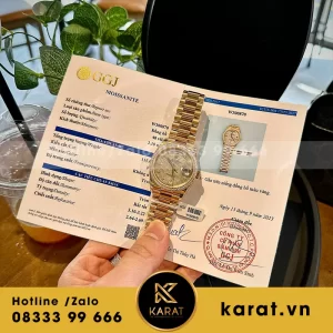 Rolex daydate 36 mặt thiên thạch viền moissanitte