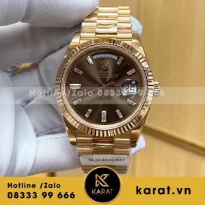 Rolex daydate 40 228235 mặt số chocolate kim cương baguette