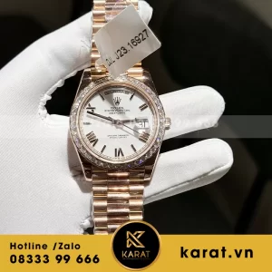 Rolex daydate bọc vàng viền kim cương moissanite