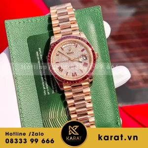 Rolex daydate bọc vàng viền ruby tổng hợp 167g