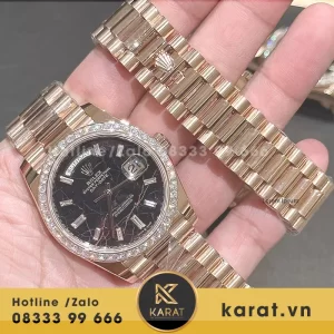 Rolex daydate Eisenkiesel bọc vàng viền moissanite