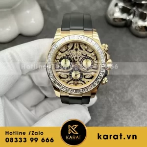Rolex daytona Eye of the tiger chế tác vàng đúc kim cương thiên nhiên baguette