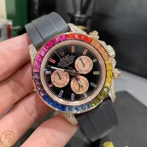 ROLEX DAYTONA RAINBOW 116505RBOW ROSE GOLD 18K DÂY CAO SU