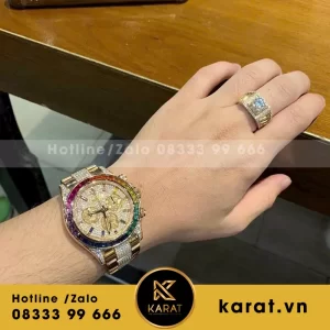 Rolex daytona rainbow full đá cz replica