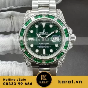 Rolex submariner chế tác vàng trắng 18k kim cương thiên nhiên