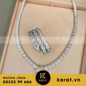 Serpenti viper bracelet and necklaces white gold full diamond