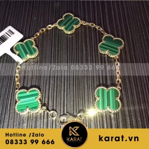 Set Lắc tay, Nhẫn, Bông tai Van Cleef & Arpels xanh lá cây vàng 18k